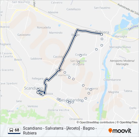 Percorso linea bus 68