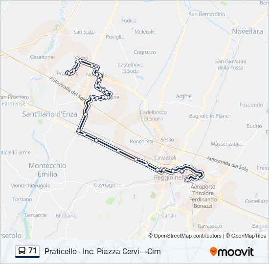 Percorso linea bus 71