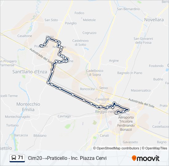 Percorso linea bus 71