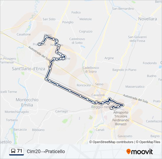 Percorso linea bus 71