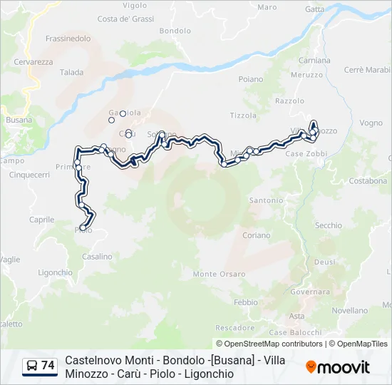 74 Bus Line Map