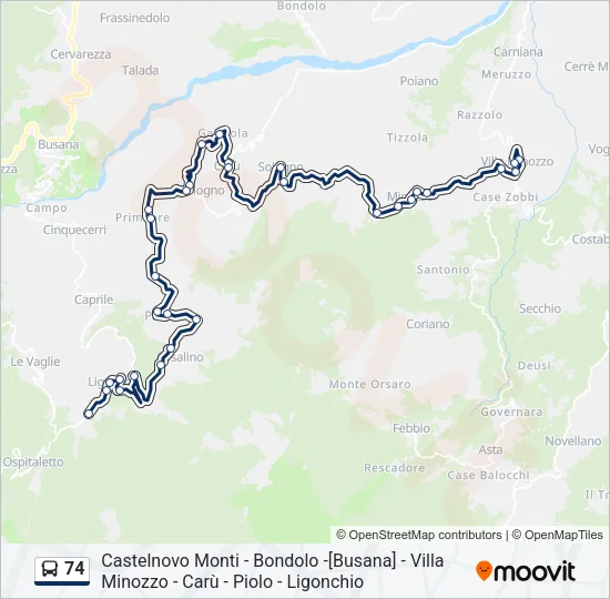 74 Bus Line Map