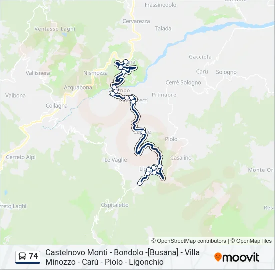 74 Bus Line Map