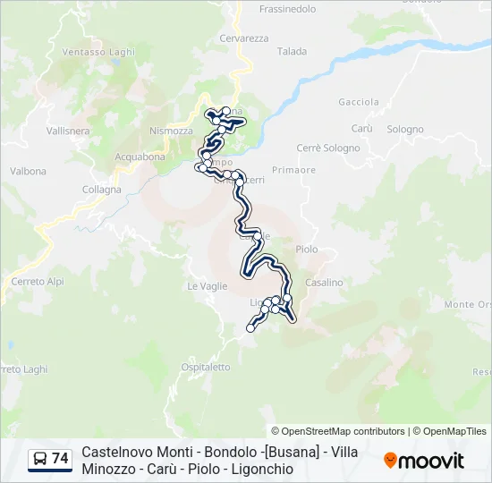 74 Bus Line Map