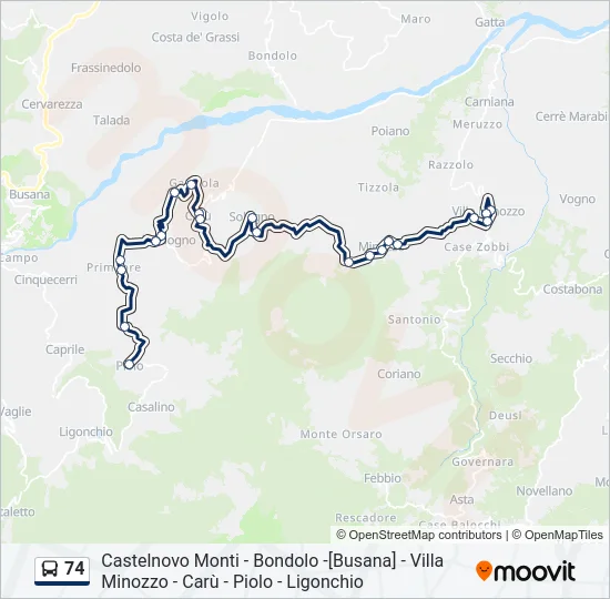 74 Bus Line Map