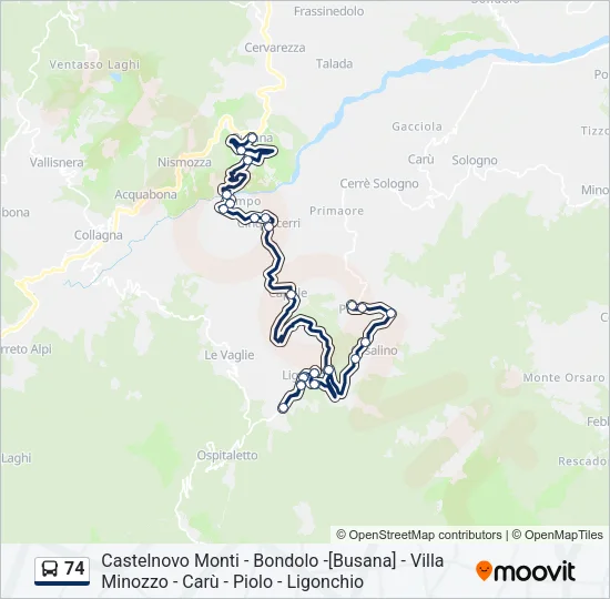 74 Bus Line Map