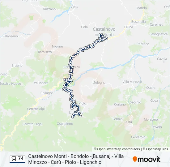 74 Bus Line Map