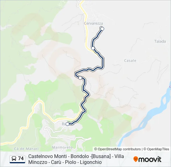 74 Bus Line Map