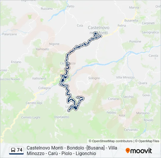 74 Bus Line Map