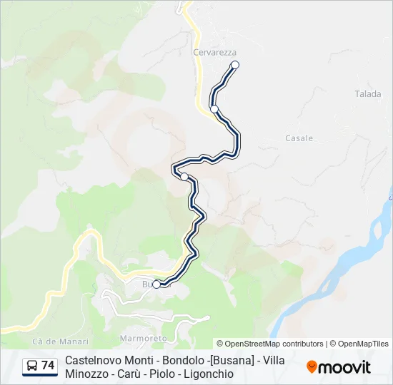 74 Bus Line Map