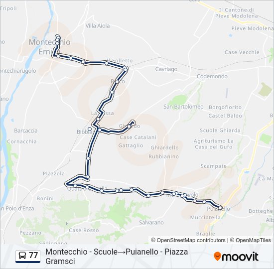 Percorso linea bus 77
