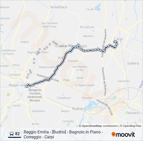 Percorso linea bus 82