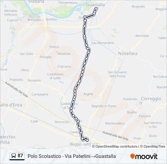 Percorso linea bus 87