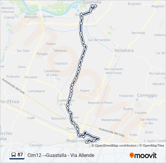 87 bus Line Map