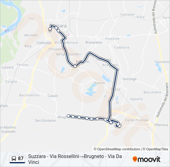 Percorso linea bus 87