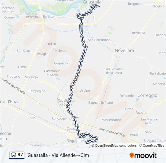 Percorso linea bus 87