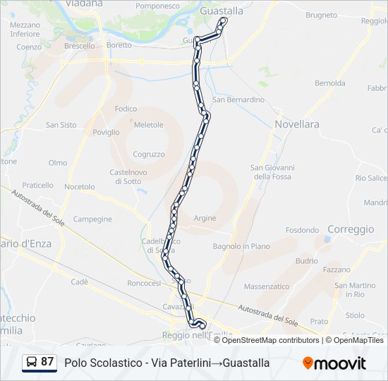 Percorso linea bus 87