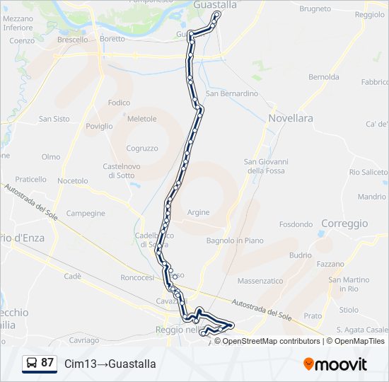 Percorso linea bus 87