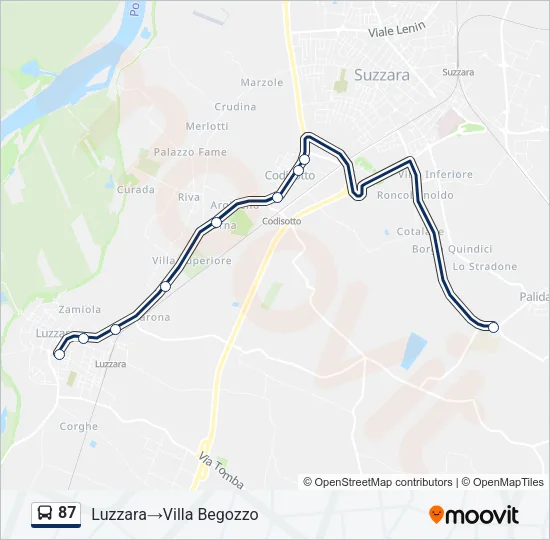 87 Bus Line Map