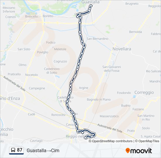 Percorso linea bus 87