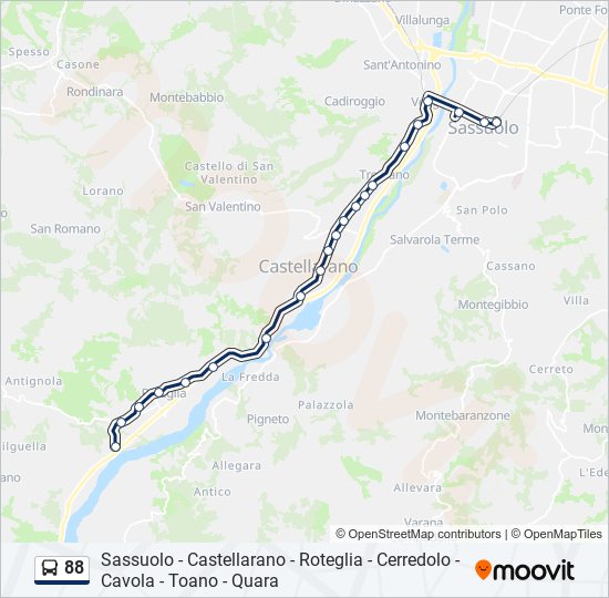 Percorso linea bus 88