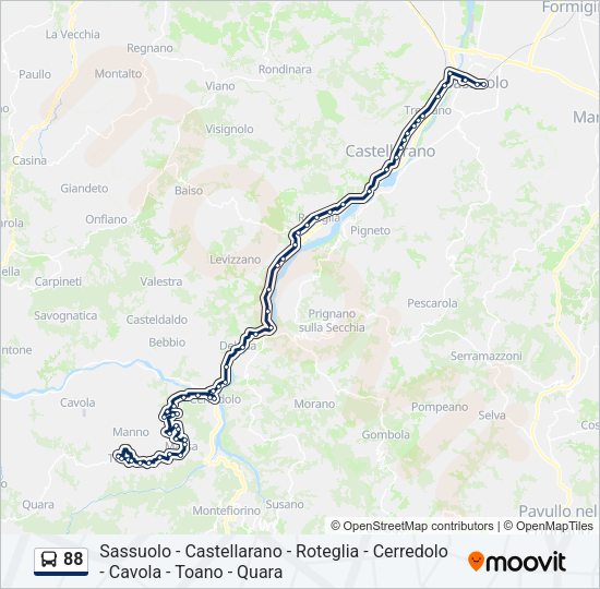 Percorso linea bus 88