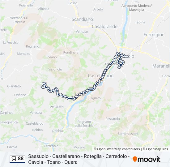 Percorso linea bus 88