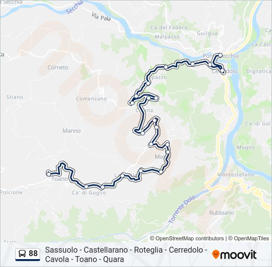 Percorso linea bus 88