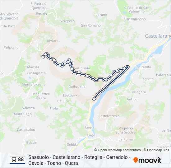 Percorso linea bus 88
