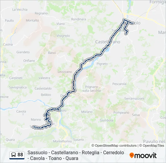 Percorso linea bus 88