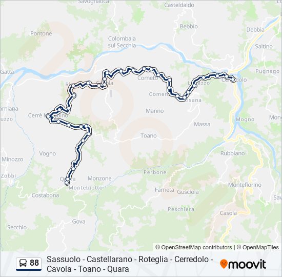 Percorso linea bus 88