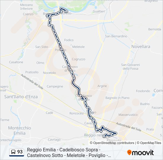 Percorso linea bus 93