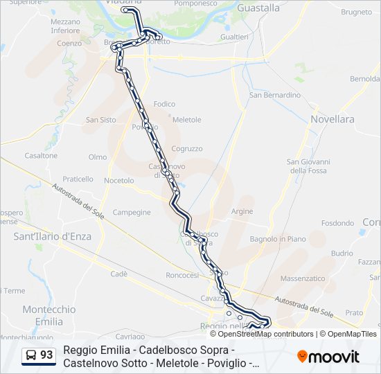 Percorso linea bus 93