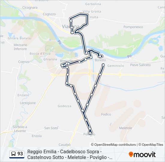 Percorso linea bus 93