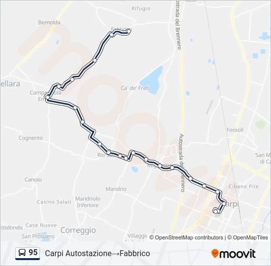 Percorso linea bus 95