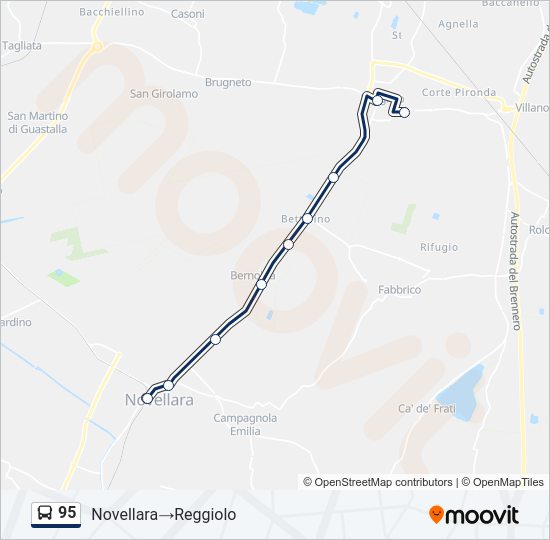 Percorso linea bus 95