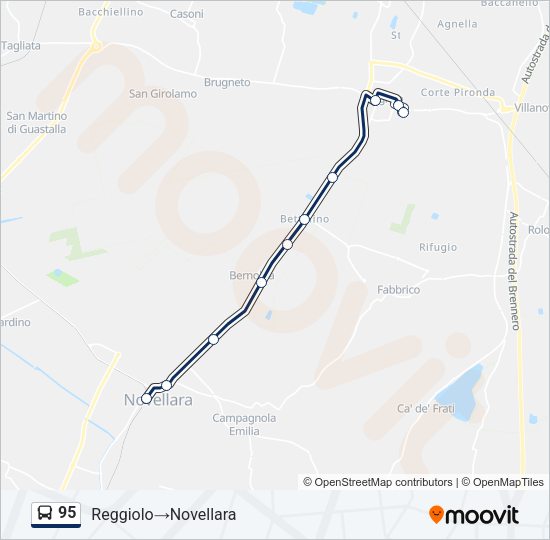 Percorso linea bus 95