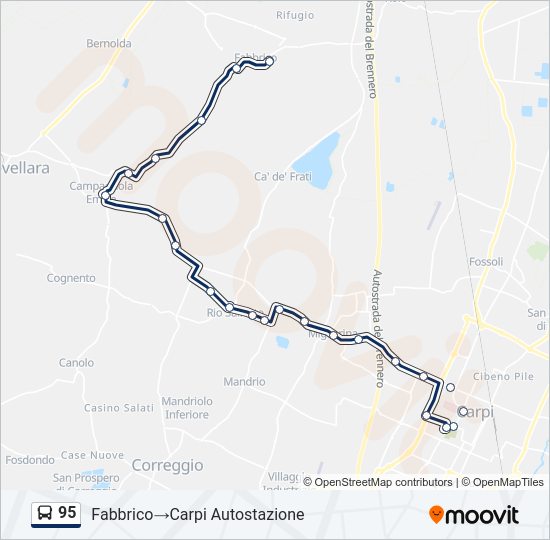 Percorso linea bus 95