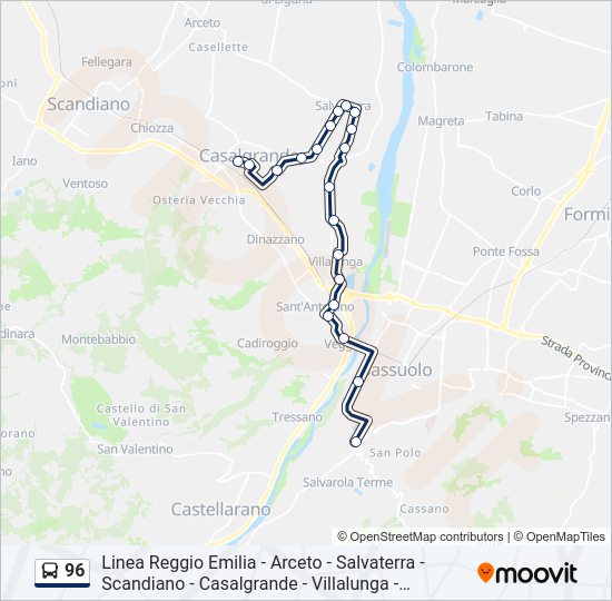 Percorso linea bus 96