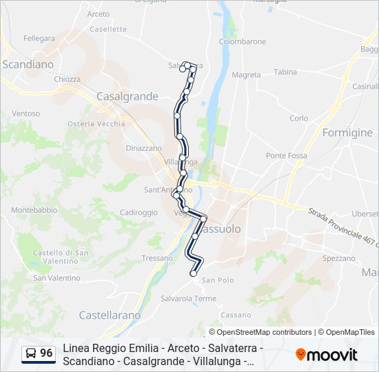 Percorso linea bus 96