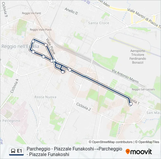 E1 Bus Line Map