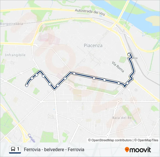 1 Bus Line Map