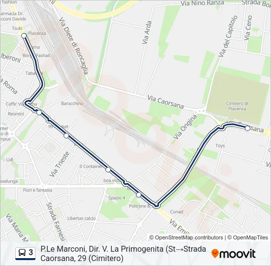 3 Bus Line Map