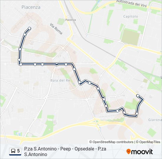 Percorso linea bus 5
