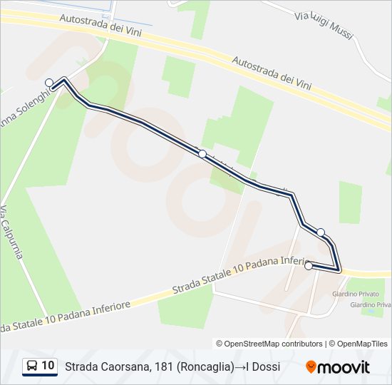 Percorso linea bus 10
