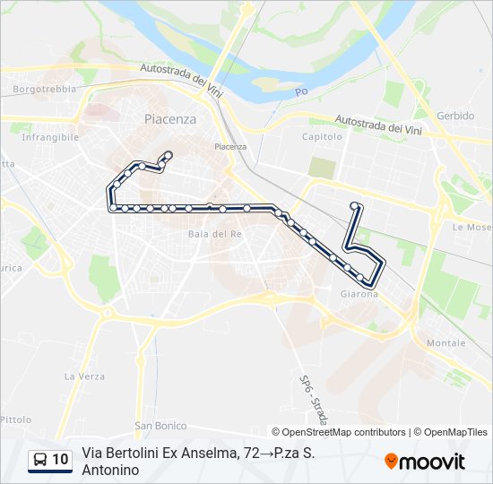 Percorso linea bus 10