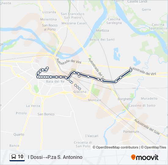Percorso linea bus 10
