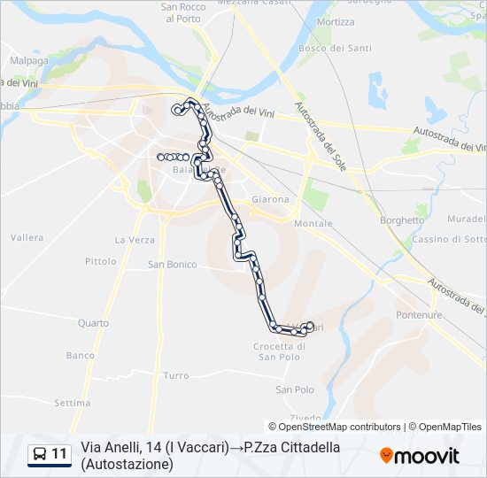 Percorso linea bus 11