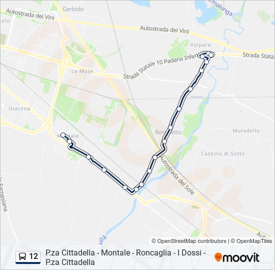 Percorso linea bus 12