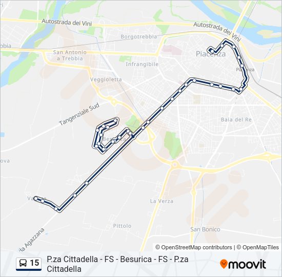 Percorso linea bus 15